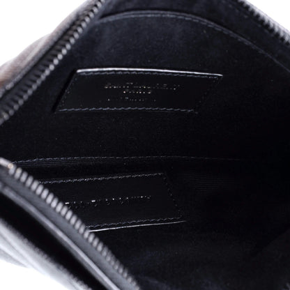 Saint Laurent Classic Monogram Zip Bill Pouch Matelasse Chevron Leather Medium