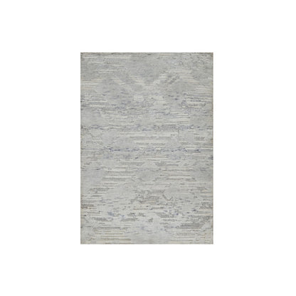 2'x3' Pastel Gray Modern Design Undyed Natural Wool Hand Knotted Mat Rug