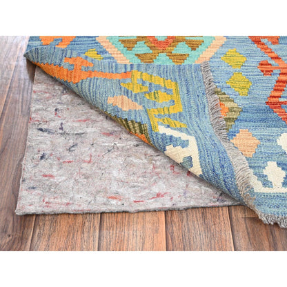 1'10"X5' Colorful Afghan Kilim 100% Wool Rug Flat Weave Hand Woven Runner
