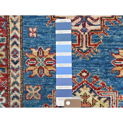 2'8"X34' Denim Blue Wool Hand Knotted Afghan Super Kazak Xl Runner Rug