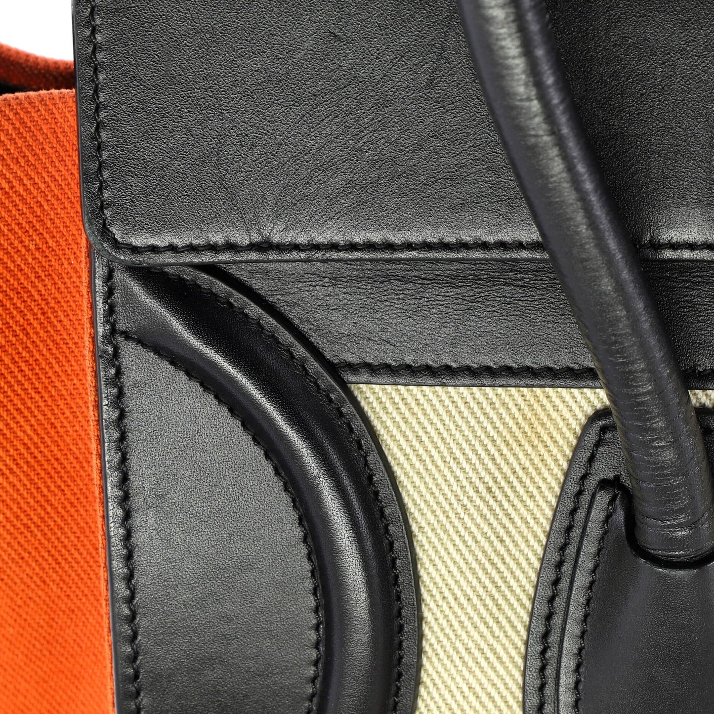 Celine Tricolor Luggage Bag Canvas And Leather Micro