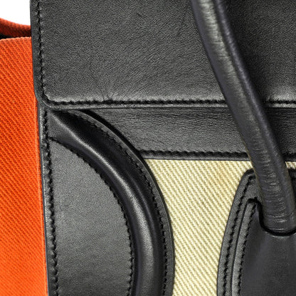 Celine Tricolor Luggage Bag Canvas And Leather Micro