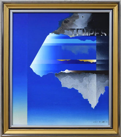 Oil Painting Vintage Good 1978 Tempest Signed Framed Original By Tetsuro Sawada