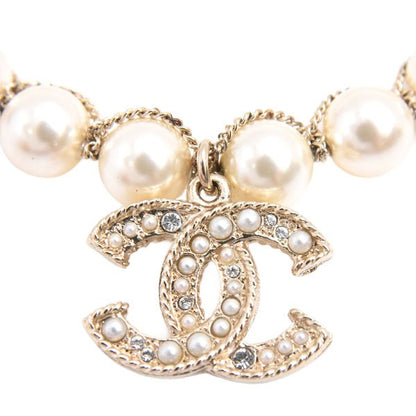 Chanel Bracelet Fake Pearl Chain Coco Mark Motif A19 Gp
