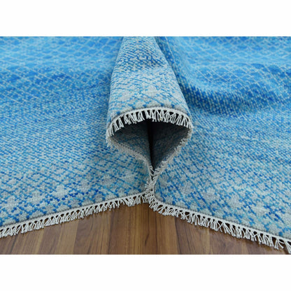10'X14'3" Blue Pure Wool Hand Knotted Modern Chiaroscuro Collection Rug