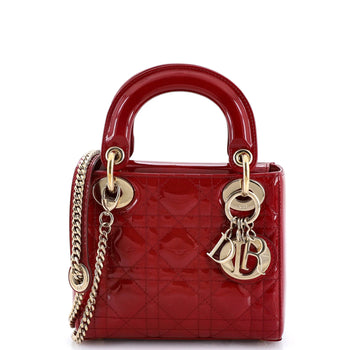Christian Dior Lady Dior Chain Bag Cannage Quilt Patent Mini