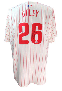 Chase Utley Signed White Nike Baseball Jersey