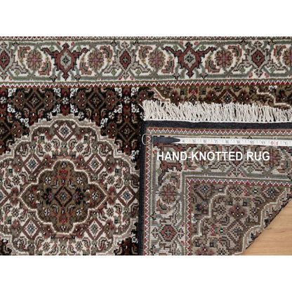 2'5"X4'8" Black Tebraz Mahi With Medallion Design Rug Wool Hand Knotted