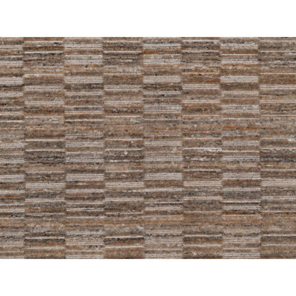 6'x6' Brown Hand Loomed Modern Grid Pattern Pure Wool Round Oriental Rug
