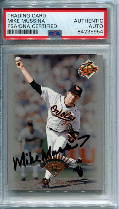 Mike Mussina 1997 Autographed Leaf Card (Psa)