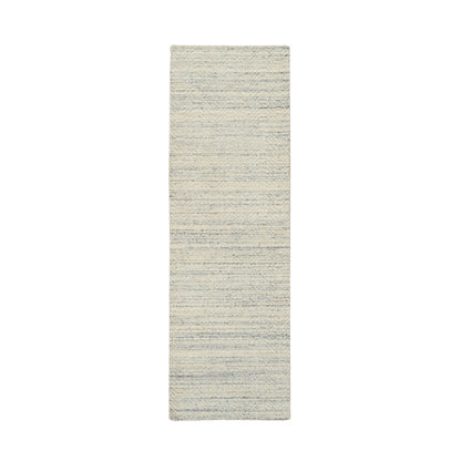 2'6"X7'10" Beige Hand Loomed Variegated Modern Design Wool Runner Rug