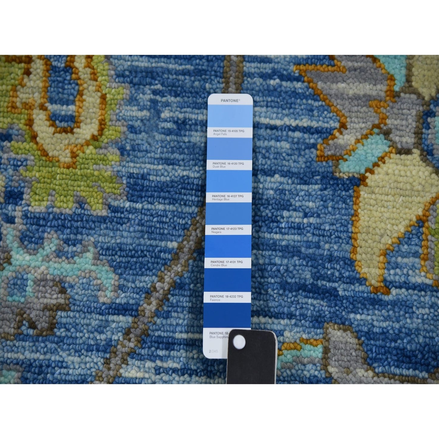 9'2"X12'2" Blue Heris Design Hand Knotted 100% Wool Vegetable Dyes Rug