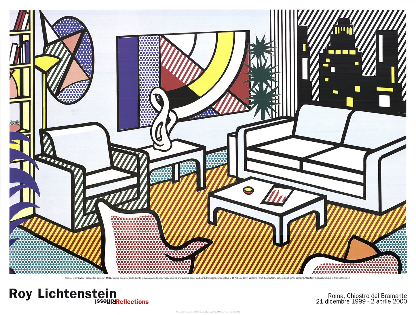 Roy Lichtenstein Interior With Skyline Collage For Painting " Post