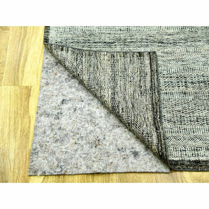 12'2"X15' Gray & Black Hand Knotted Oxidized Grass Design Oversized Rug