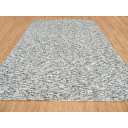 12'2"X15' Beige Modern Striae Design Pure Wool Hand Loomed Oversized Rug