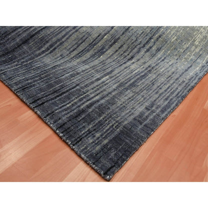 6'1"X9'2" Gray Modern Ombre Design Pure Wool Hand Knotted Rug