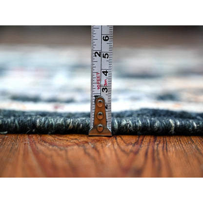 2'8"X12'5" Asphalt Black Afghan Angora Oushak Runner Oriental Rug