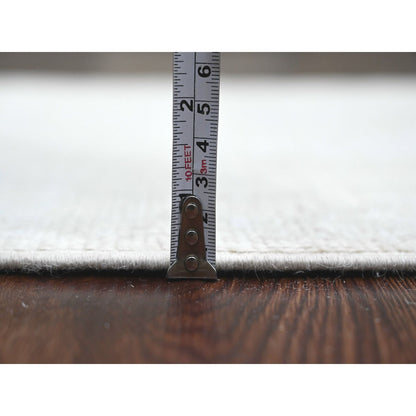 2'7"X11'7" White Hand Knotted Angora Oushak Leaf Design Wool Runner Rug