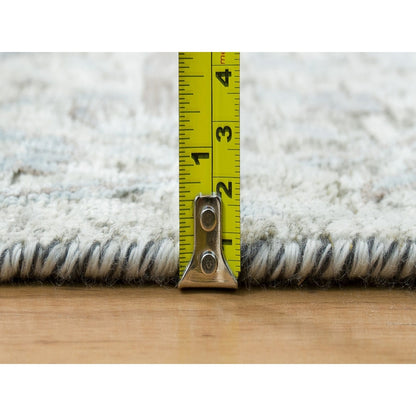 3'3"X5' Ivory Sickle Leaf Design Silk & Wool Hand Knotted Oriental Rug