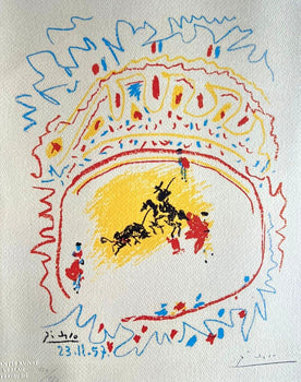 Pablo Picasso Lithograph 'Corrida' Signed Numbered Coa In Pencil