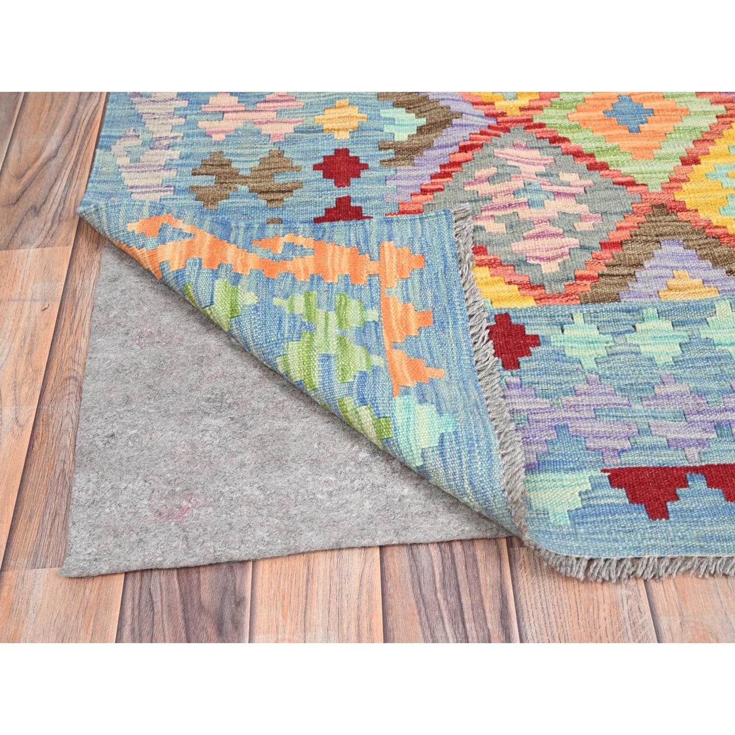 10'7"X14' Colorful Extra Soft Wool Afghan Kilim Hand Woven Oriental Rug