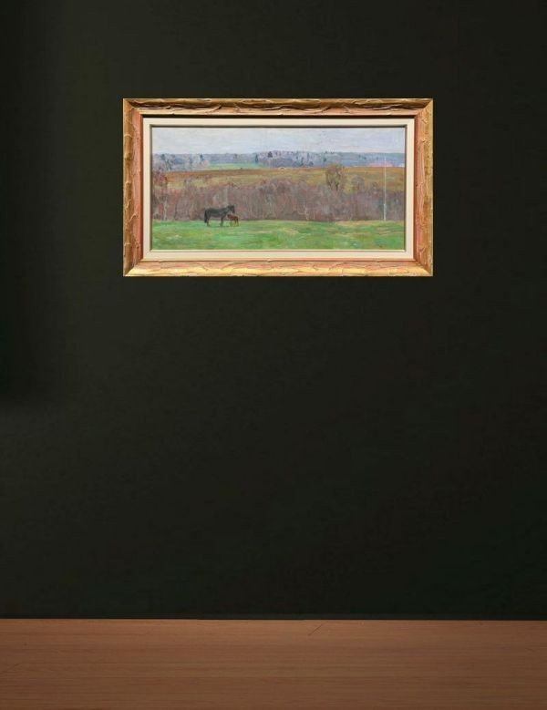 Nikolai Novikov First Spring 1974 Original Soviet Russian Oil Painting Horses