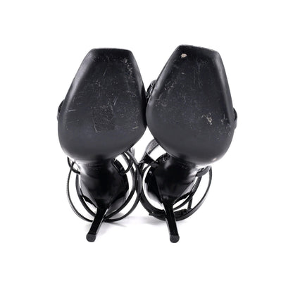 Saint Laurent Women'S Ankle Wrap Heeled Sandals Patent 110