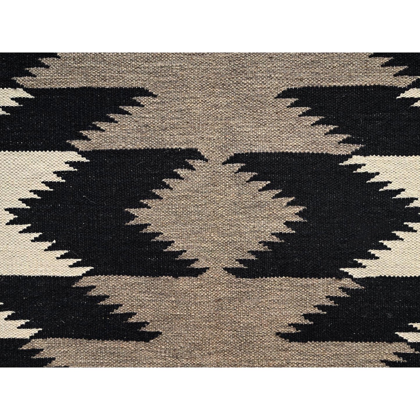 8'2"X10' Ivory Hand Woven Rug American Geometric Design Flat Weave All Wool