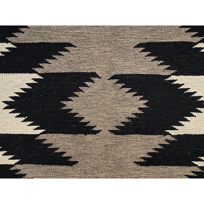 8'2"X10' Ivory Hand Woven Rug American Geometric Design Flat Weave All Wool