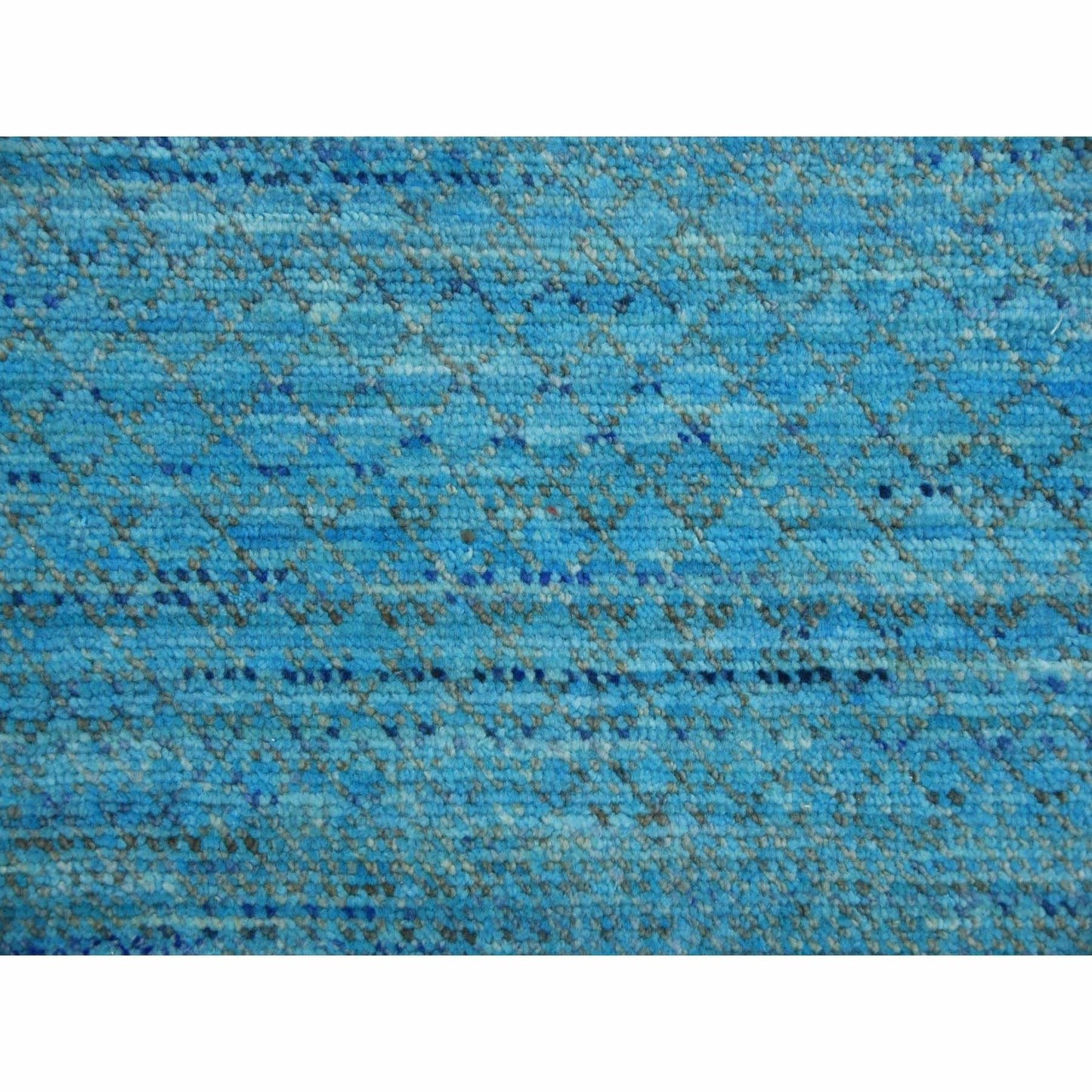 8'X9'10" Blue Pure Wool Hand Knotted Modern Chiaroscuro Collection Rug