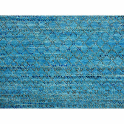 8'X9'10" Blue Pure Wool Hand Knotted Modern Chiaroscuro Collection Rug