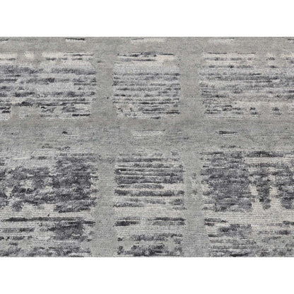 2'6"X17'10" Gray Undyed Natural Wool Modern Xl Runner Hand Knotted Rug