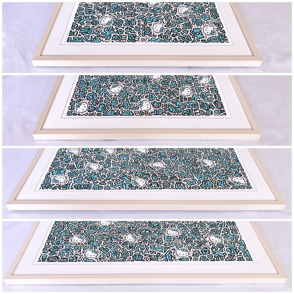 Blue Diamond Giclee Kitty Dust Print Doodle Signed Framed 37/ 50 2019 Mr