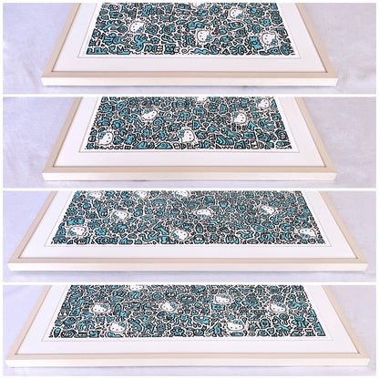 Blue Diamond Giclee Kitty Dust Print Doodle Signed Framed 37/ 50 2019 Mr
