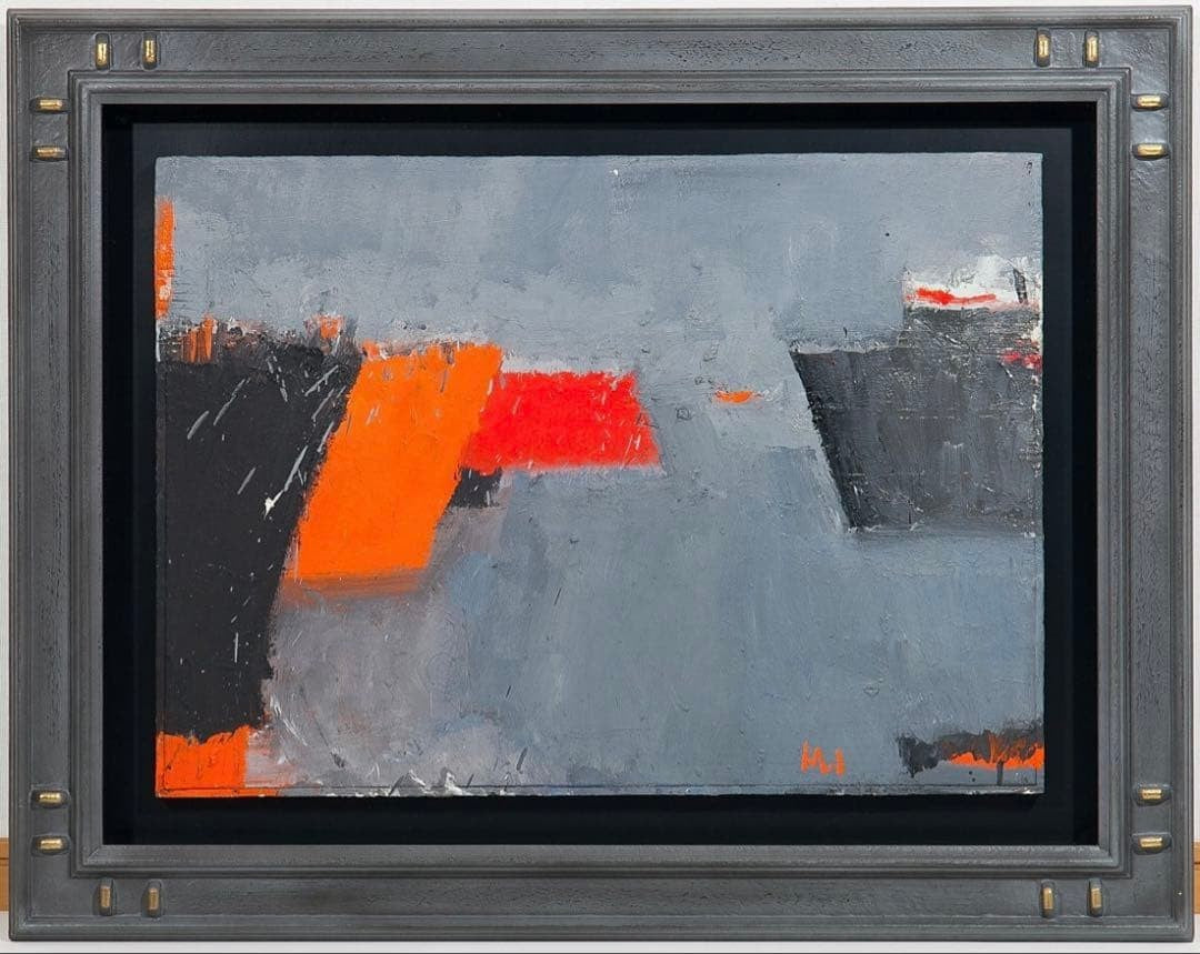 Yannis Markantonakis Port Landscape Orange I Original Oil Painting 1993 Signed