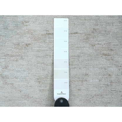 3'X9'7" Medium Gray Afghan Angora Oushak Hand Knotted All Wool Runner Rug