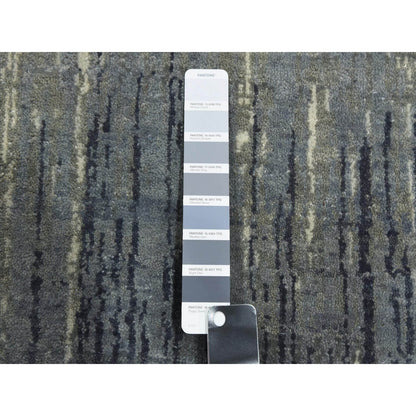6'1"X9'2" Gray Modern Ombre Design Pure Wool Hand Knotted Rug