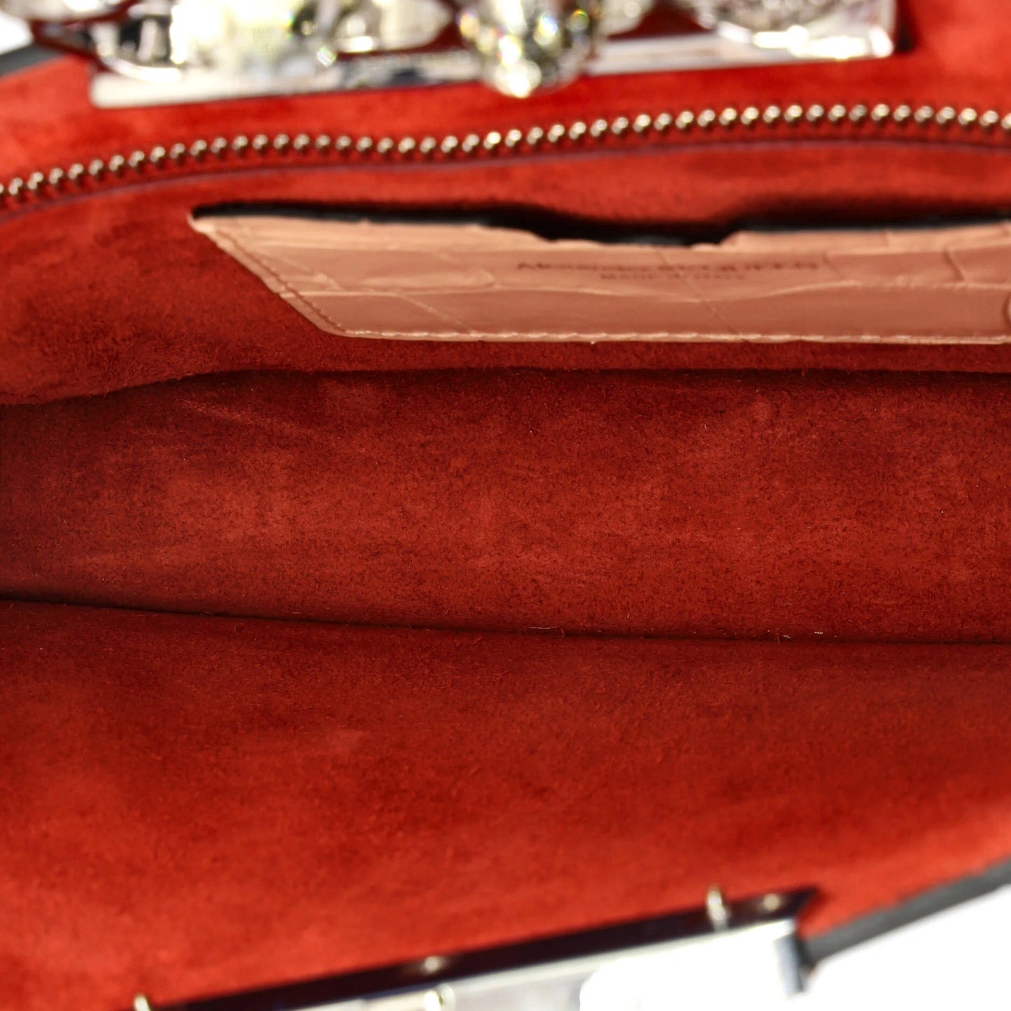 Alexander Mcqueen Flat Knuckle Clutch Crocodile Embossed Leather Medium