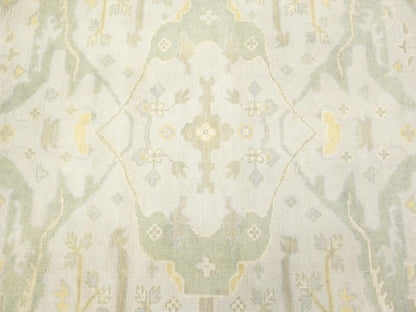 Hand-Knotted Cream Round Oushak Chobi Oriental