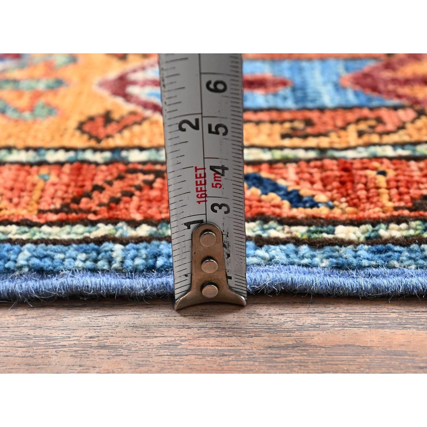 5'2"X7' Blue Antique Karachopf Kazak Design Soft Wool Hand Knotted Rug