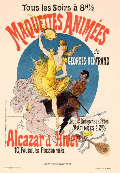 Cheret For Affiches Illustrees 1896 Original Vintage Poster Maquettes Animees