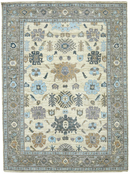 Vintage-Style Peshawar Oushak Oriental Rug Floral