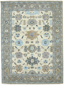Vintage-Style Peshawar Oushak Oriental Rug Floral