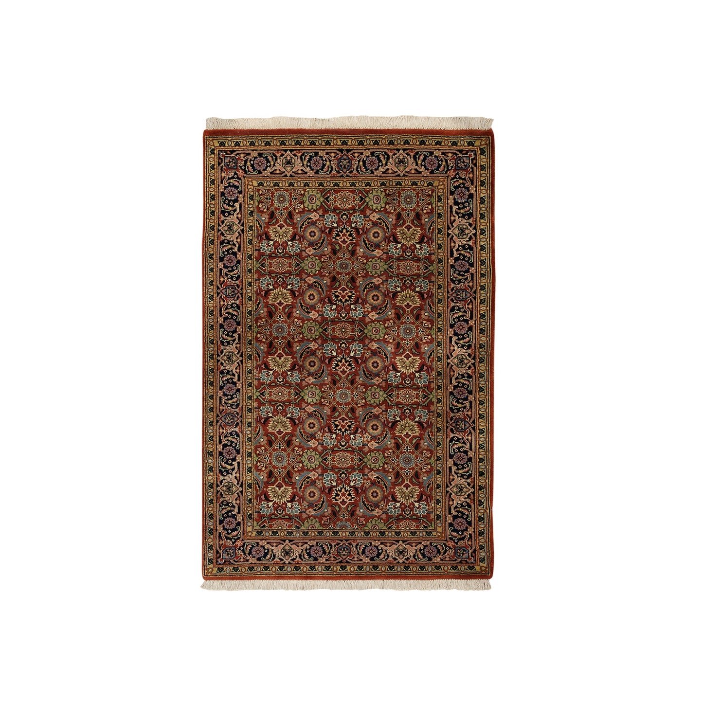 2'7"X4' Hand Knotted Herati 250 Kpsi Hand Spun New Zealand Wool Rug