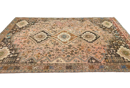 Vintage Distressed Rusty Pink Tribal Oriental Rug