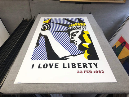 Roy Lichtenstein I Love Liberty " Poster Pop Art Yellow, Black