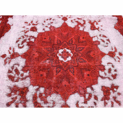 8'1"X11' Barn Red Overdyed Zoroastrian Tebraz Pure Wool Hand Knotted Rug