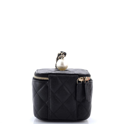 Chanel Classic Pearl Vanity Case With Chain Quilted Caviar Mini
