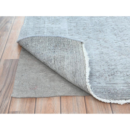 7'X10'2" Gray Hand Knotted Vintage Zoroastrian Tebraz Worn Wool Rug