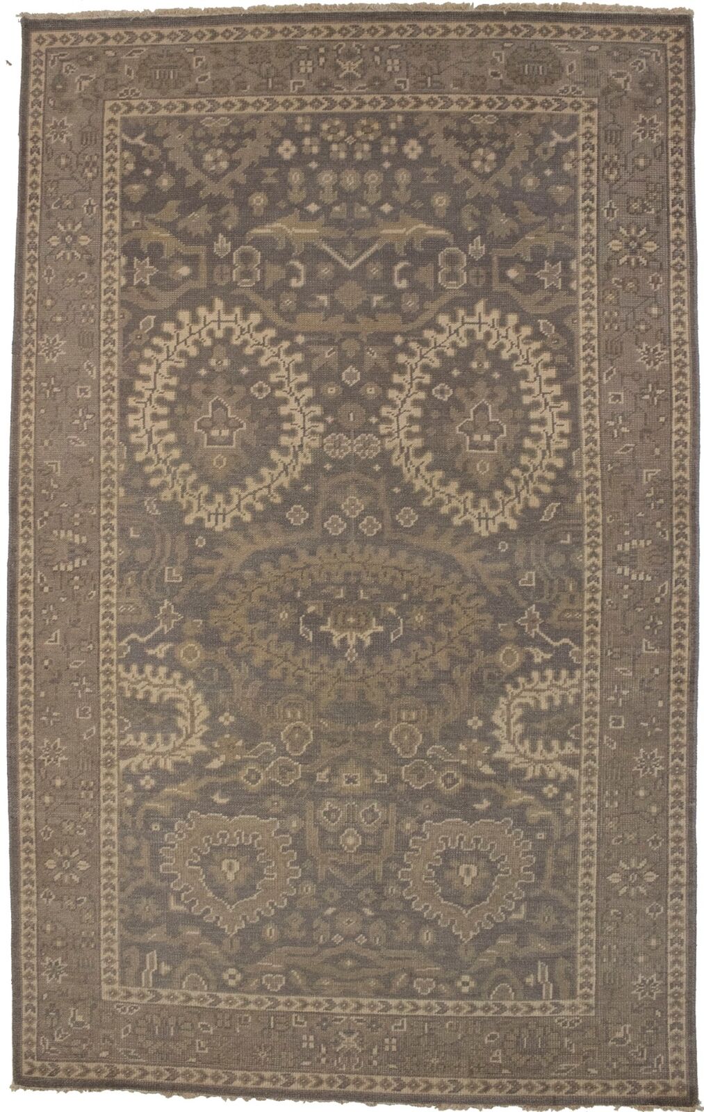 Handmade Brown Floral Oriental Rug Transitional